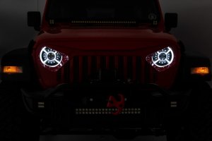 Jeep Wrangler DRL Halo LED Headlights - Front - Rough Country - 9 Inch, DOT Approved, Projection - '18-'23 Jeep Wrangler DRL Halo LED Headlights - Front - Rough Country - 9 Inch, DOT Approved, Projection - '18-'23